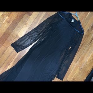 Fitted Long black dress with sheer